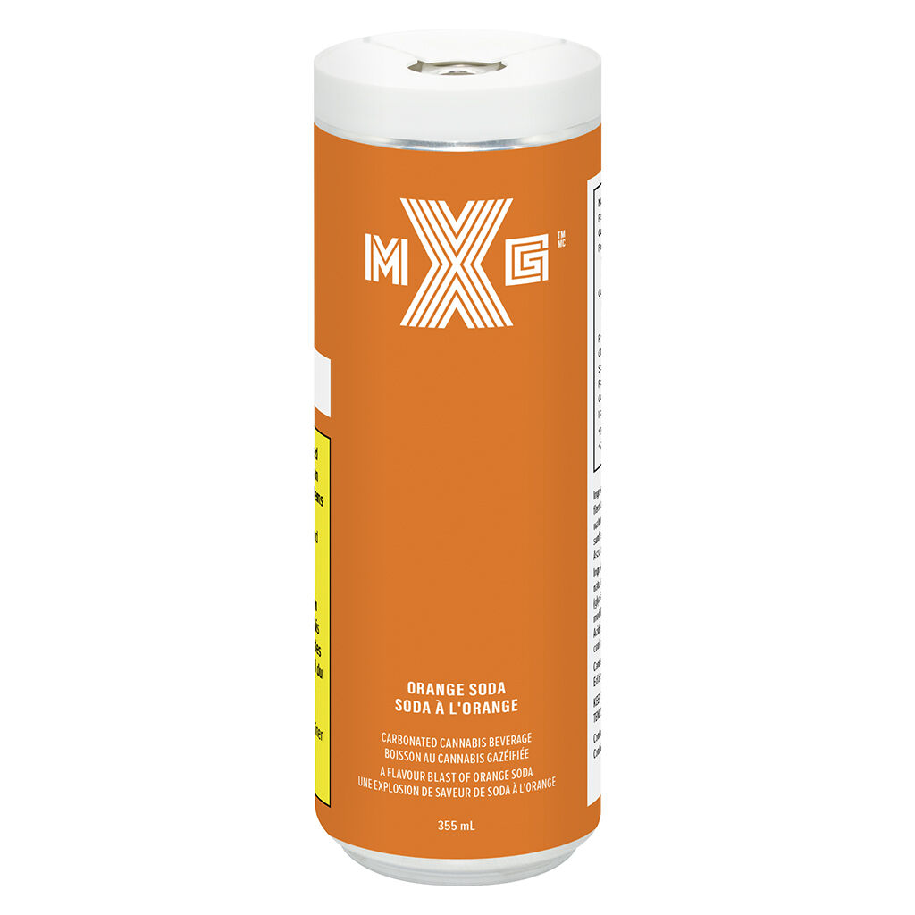 A can of XMG THC-infused orange soda.